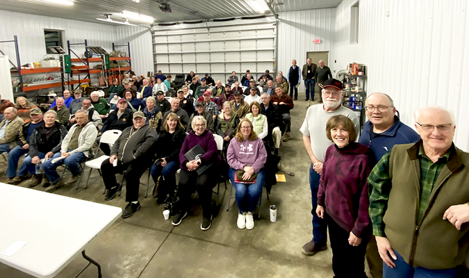 Township officers from throughout the West Otter Tail County farm and lake region gathered on March 21, nearly filling the Lida Township garage area. Lida’s inventory of chairs was exhausted, as every seat was filled. Foreground, officers of the township association, front to back, Mike McNabb, Lida; Vicki Severson, Svedrup; Peter Fjestad, Carlisle; and Greg Kugler, Friberg.