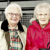 Darlene Strom and Betty Boen are a familiar sight in the Pelican Rapids High School bleachers.
